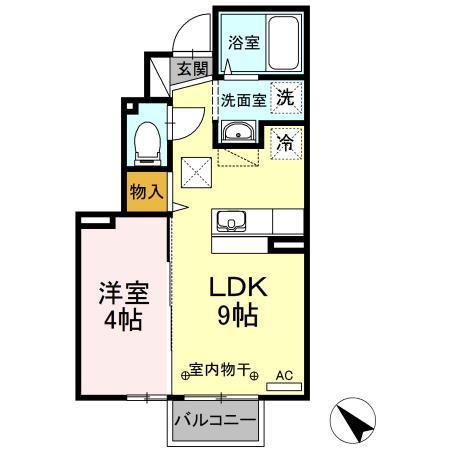 パインヒルズ(1LDK/1階)の間取り写真