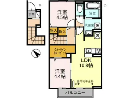 アヴニール(2LDK/2階)の間取り写真