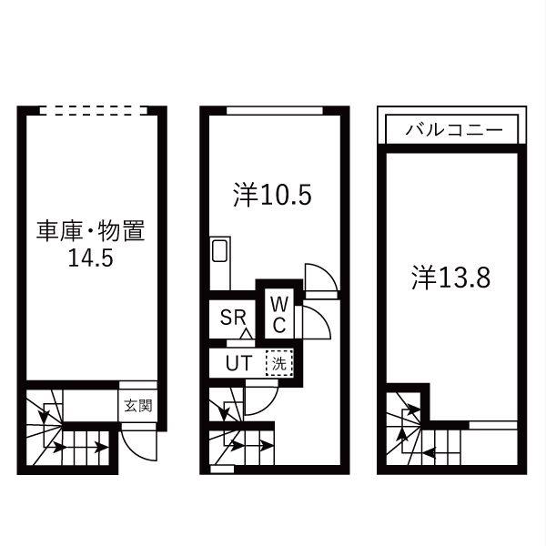 ラフマート南塚口(1LDK/1階)の間取り写真