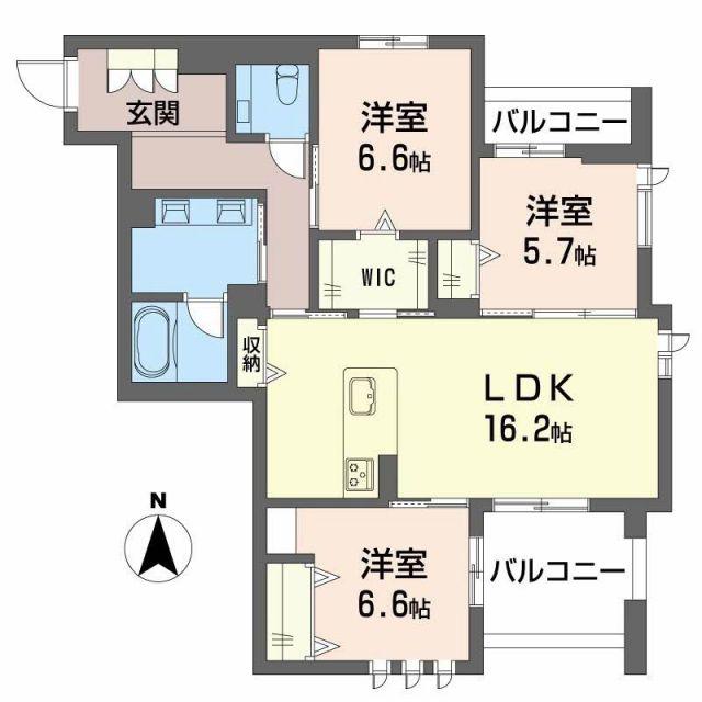 フェリクス黒川(3LDK/3階)の間取り写真