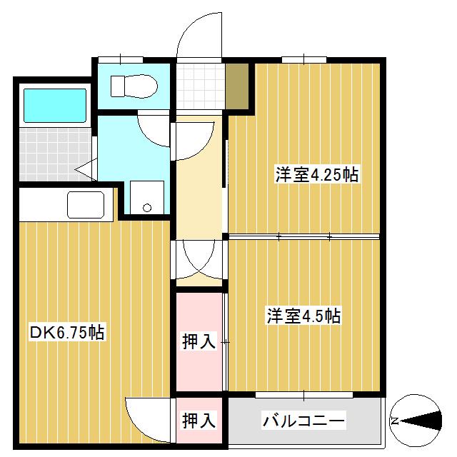 ハイツサンフローラ(2DK/1階)の間取り写真