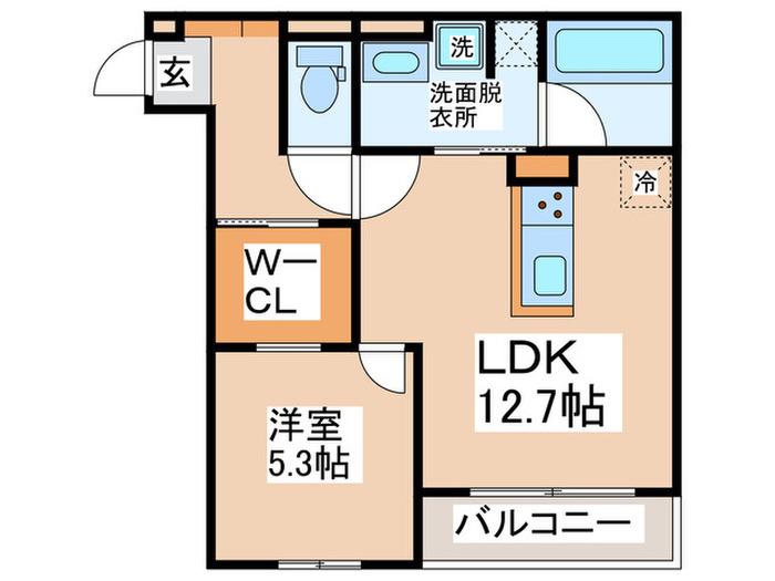 クラシスト東粉浜ウエスト(1LDK/1階)の間取り写真
