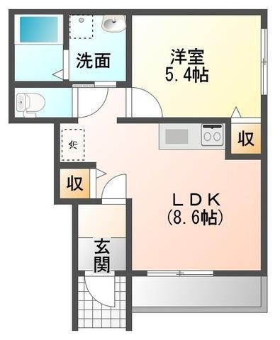 ネットハイツI(1LDK/1階)の間取り写真