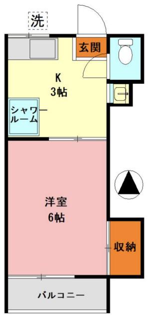 三鷹フラワーハウス(1K/2階)の間取り写真