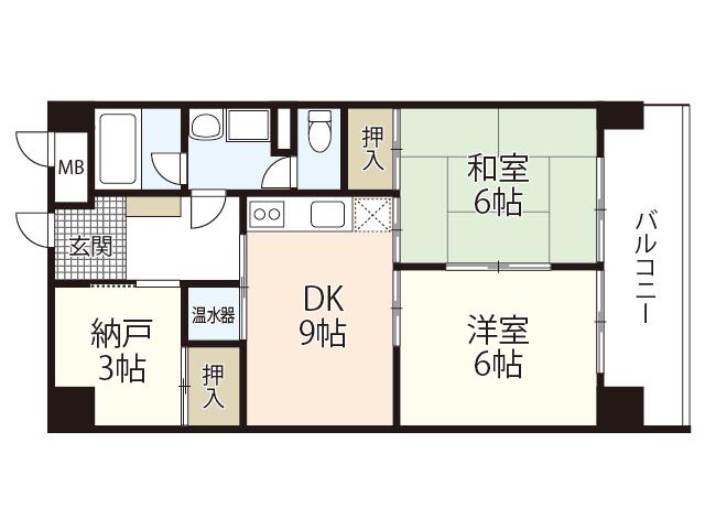 ARISTA広島平和大通(3DK/6階)の間取り写真