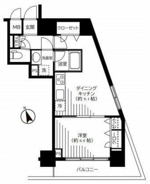銀座レジデンス伍番館(1LDK/11階)の間取り写真