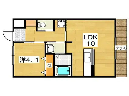 ユニヴァリィ サンシャイン(1LDK/1階)の間取り写真