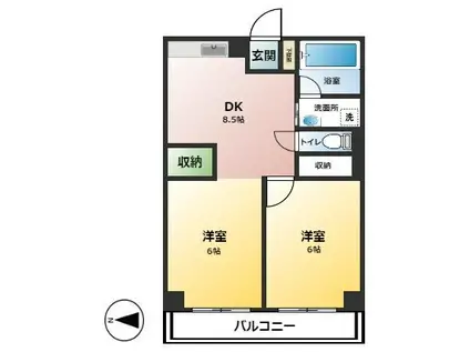 第2幸栄ビル(2DK/3階)の間取り写真