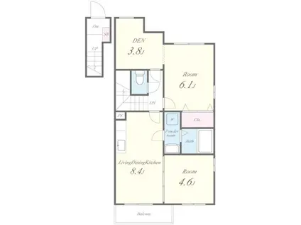 シャルマンWATAMUKI(2LDK/2階)の間取り写真