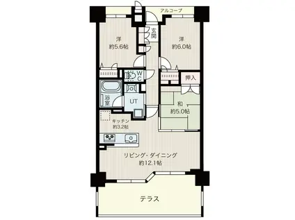 ファーストレジデンス須磨海浜公園(3LDK/1階)の間取り写真