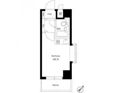 ライオンズマンション相模原第5(ワンルーム/4階)の間取り写真
