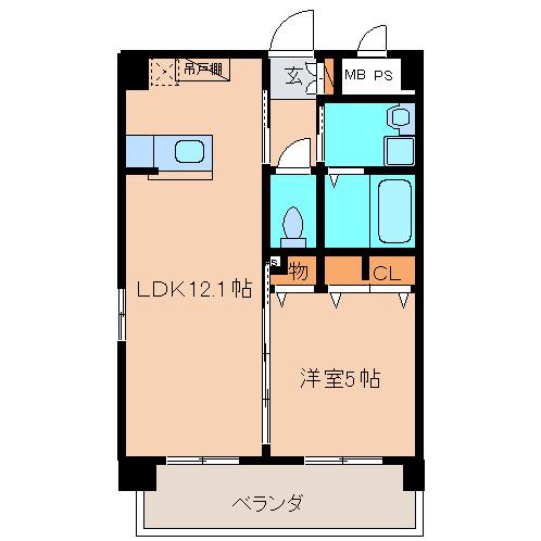 ISLAND博多駅南(1LDK/4階)の間取り写真