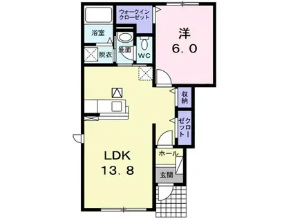 ヴィラ ウィンA(1LDK/1階)の間取り写真