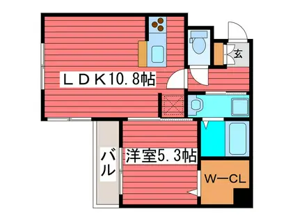 ESTOR TSUKISAMU(1LDK/1階)の間取り写真