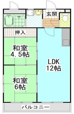 弘恵マンション(2LDK/2階)の間取り写真