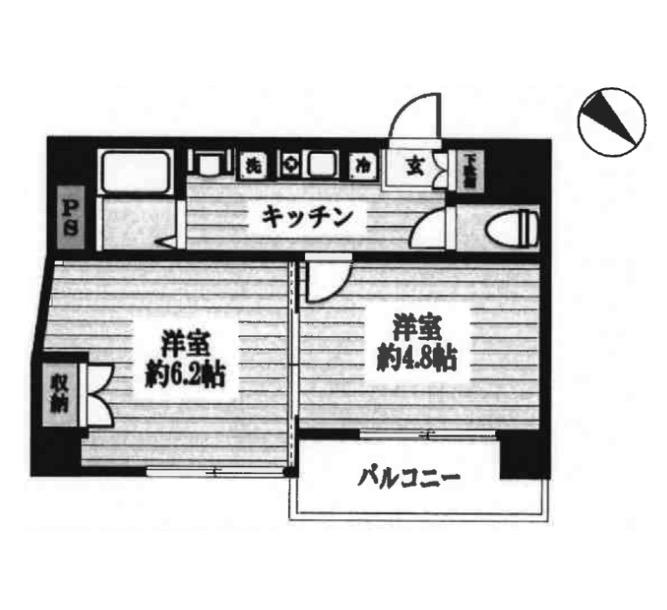 エスコート代田橋(1K/4階)の間取り写真