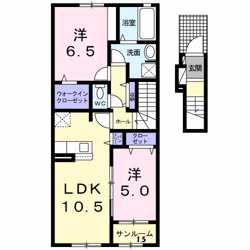シュメール B(2LDK/2階)の間取り写真