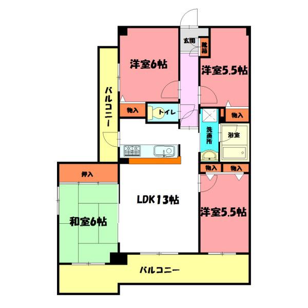 ウェルフェア明石(4LDK/8階)の間取り写真