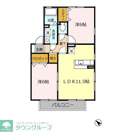 メイプルタウン川越的場 ABCDEG(2LDK/2階)の間取り写真