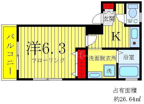 ヌーベル(1K/2階)の間取り写真