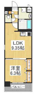 ムーンリバー久留米東町(1LDK/5階)の間取り写真