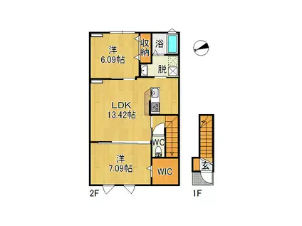 SUKLAA B(2LDK/2階)の間取り写真