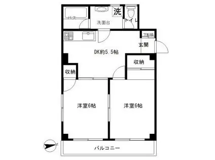 エースハイツ綾部(2DK/3階)の間取り写真