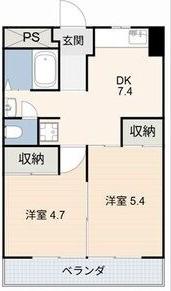 フィレンツェ栄(2DK/9階)の間取り写真