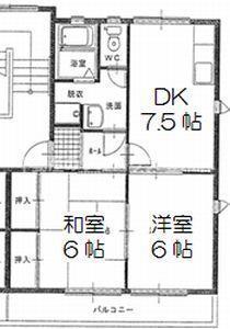 セレニティー八王子(2DK/2階)の間取り写真