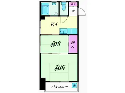 井門コーポ(1K/4階)の間取り写真