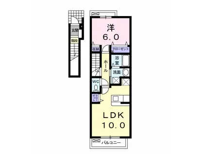 マロンツリー(1LDK/2階)の間取り写真