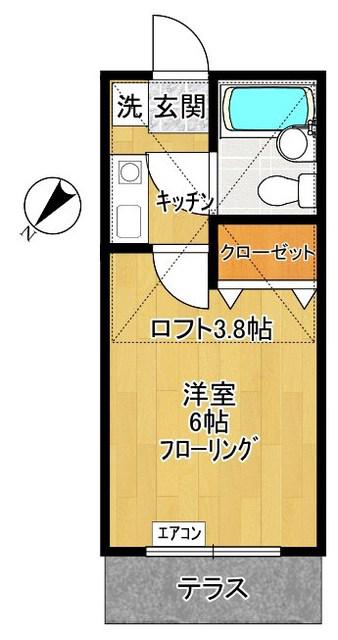 ペアハイムIII(1K/2階)の間取り写真