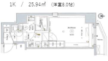 AXAS錦糸町(1K/9階)の間取り写真
