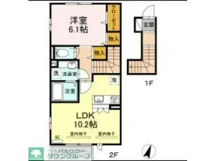 メゾンベール(1LDK/2階)の間取り写真