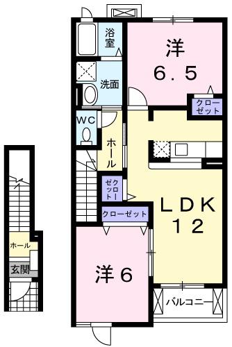 カーサ プラシードII番館(2LDK/2階)の間取り写真