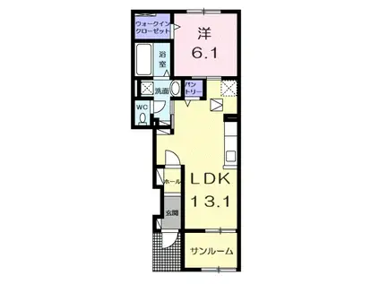 聖和町アパート(1LDK/1階)の間取り写真
