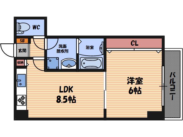 阪神ハイグレードマンション3番館(1LDK/5階)の間取り写真