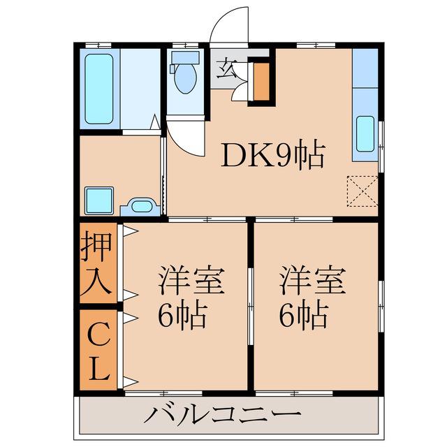 コーポNSKーB棟(2DK/2階)の間取り写真