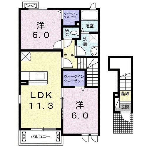 ブリッランテ(2LDK/2階)の間取り写真