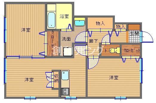 グリーンヤード(2LDK/1階)の間取り写真