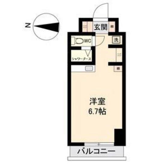 アソルティ東二番丁レジデンス(ワンルーム/9階)の間取り写真