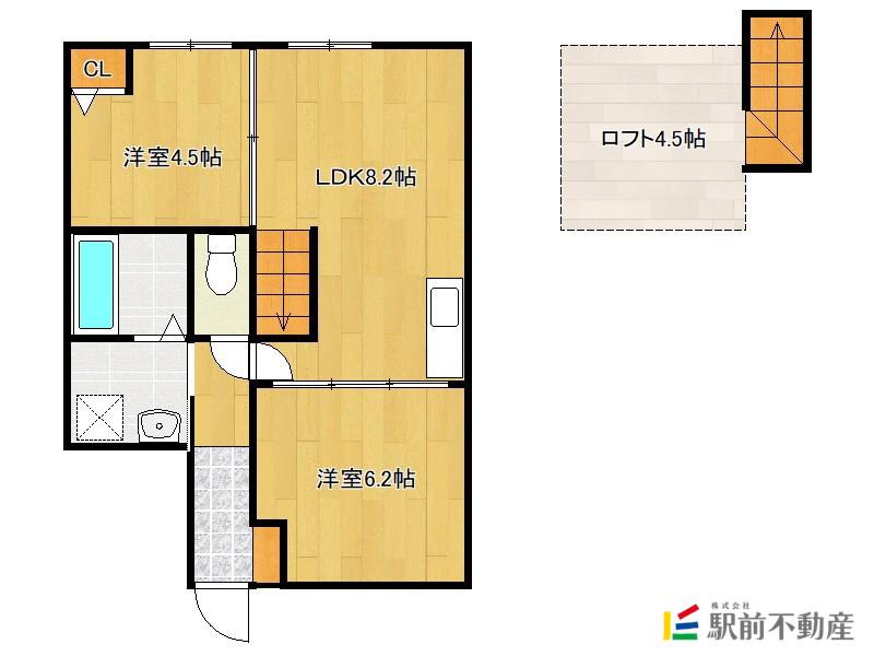 グランステイツ小郡(2LDK/1階)の間取り写真