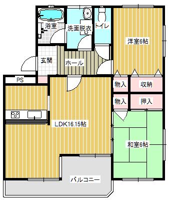 レジデンス中山(2LDK/3階)の間取り写真