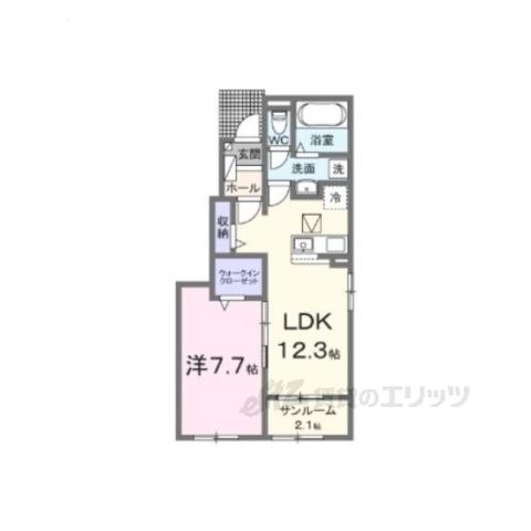 セイバリー プリムローズ Ⅱ(1LDK/1階)の間取り写真