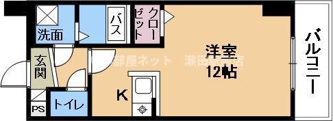 サニーサイドテラスK(ワンルーム/7階)の間取り写真