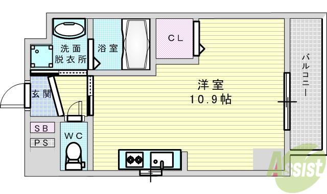 DOLCE VITA 新大阪(ワンルーム/5階)の間取り写真