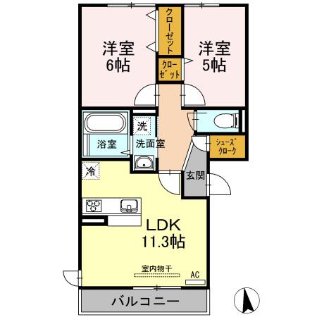 リル インフィニティ(2LDK/2階)の間取り写真
