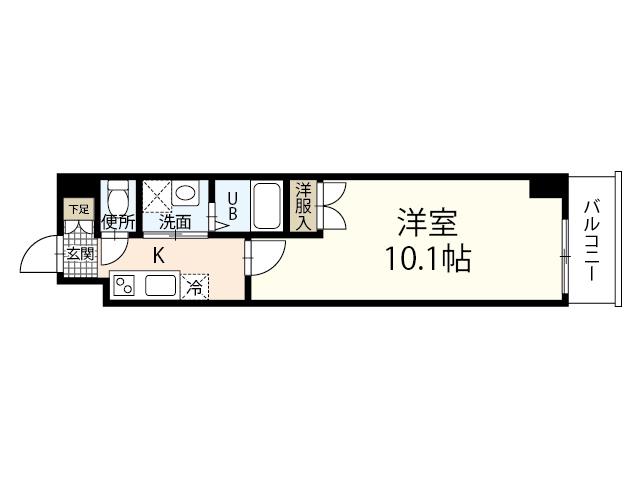 SOLEADO十日市(1K/3階)の間取り写真