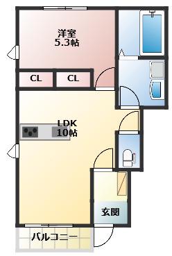 オリエントソレイユ5(1LDK/1階)の間取り写真