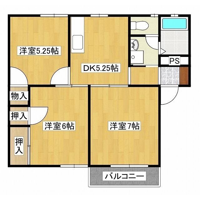 ラ・ビバーチェB(3DK/1階)の間取り写真